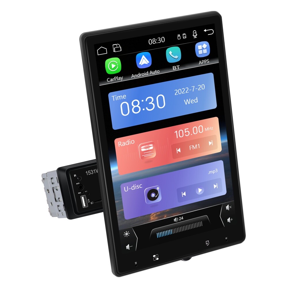 10.4″ Car Stereo Radio Single 1 DIN Carplay Android Auto Vertical Screen +Camera
