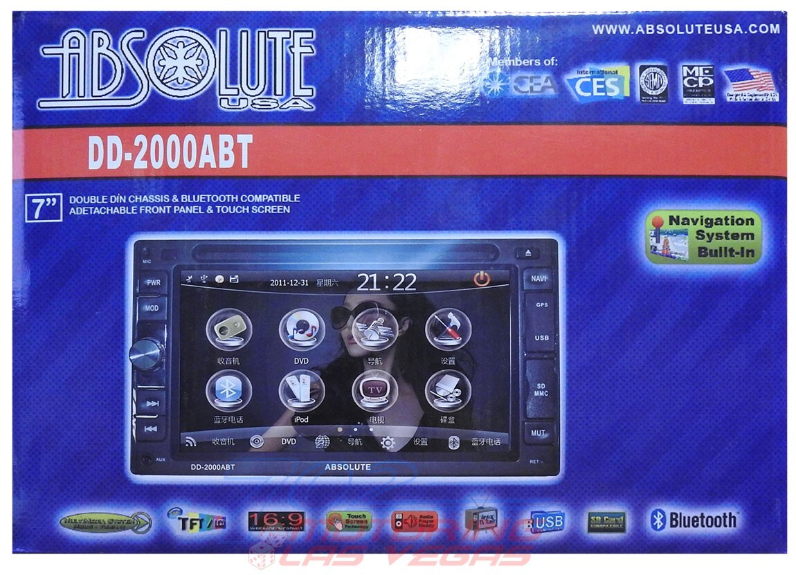 ABSOLUTE USA DD2000ABT IN-DASH MULTIMEDIA DVD PLAYER RECEIVER VCD MPEG4 MP3 CDR
