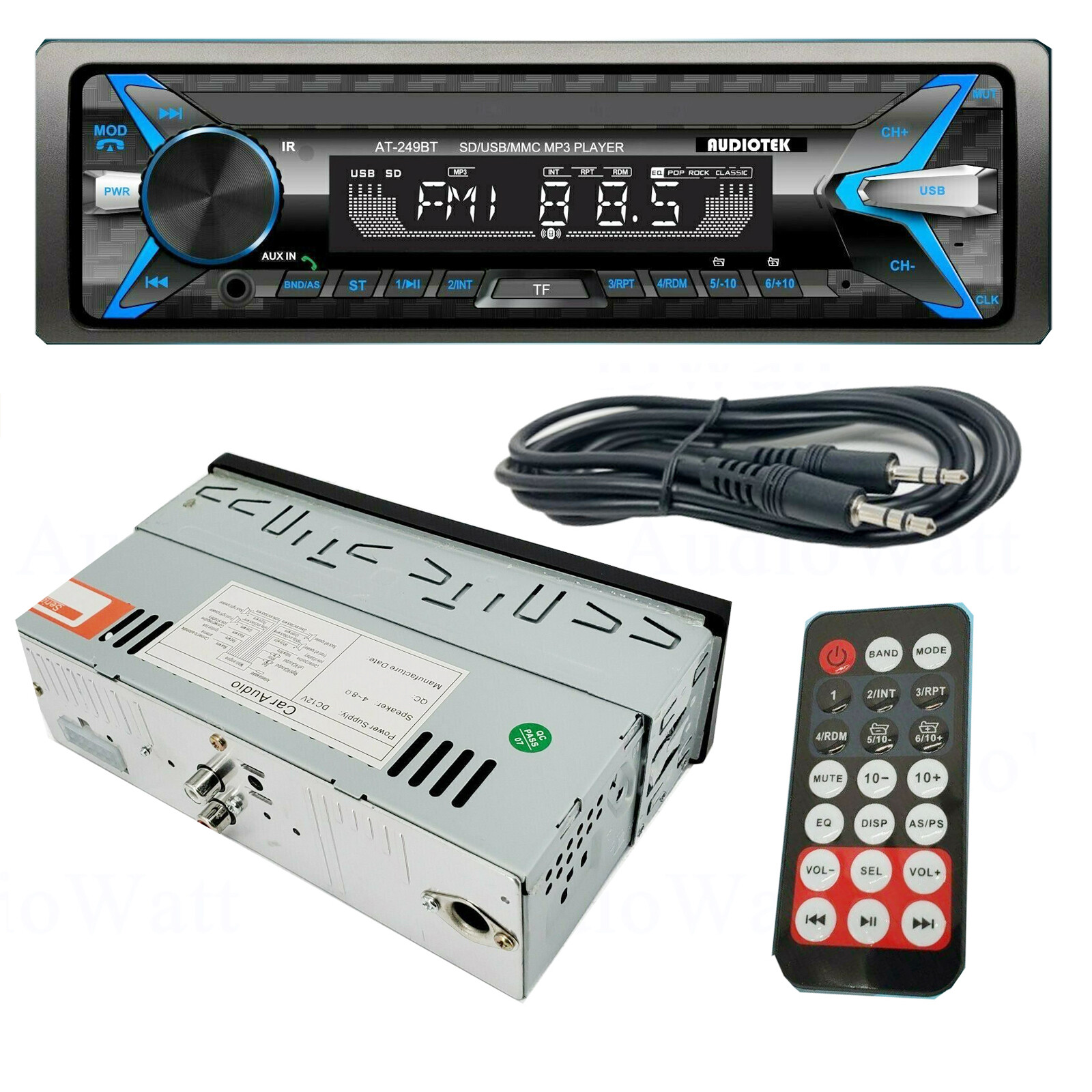 Audiotek Car stereo Bluetooth FM Radio Receiver USB + 2x JVC 6.5″ 300W Speakers