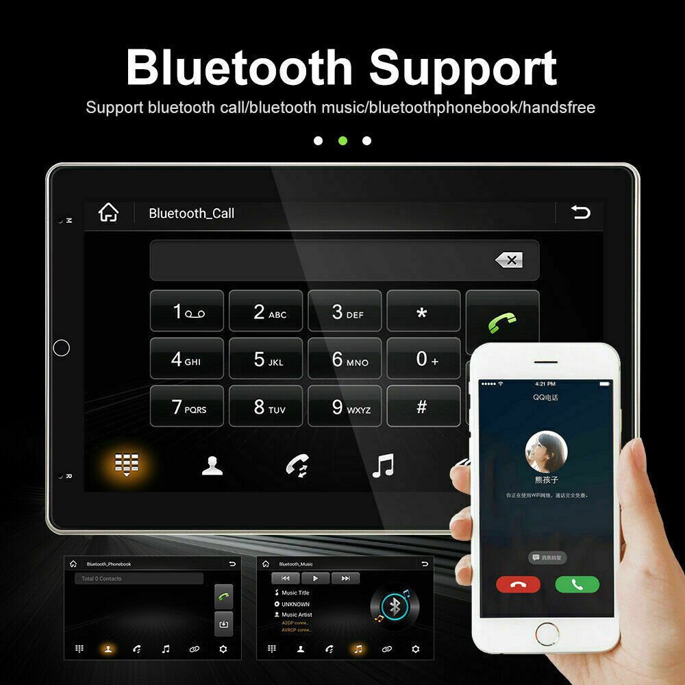 10.1” 2 DIN Rotatable Android 12.0 2+32GB Touch Quad Core Car Stereo Radio GPS