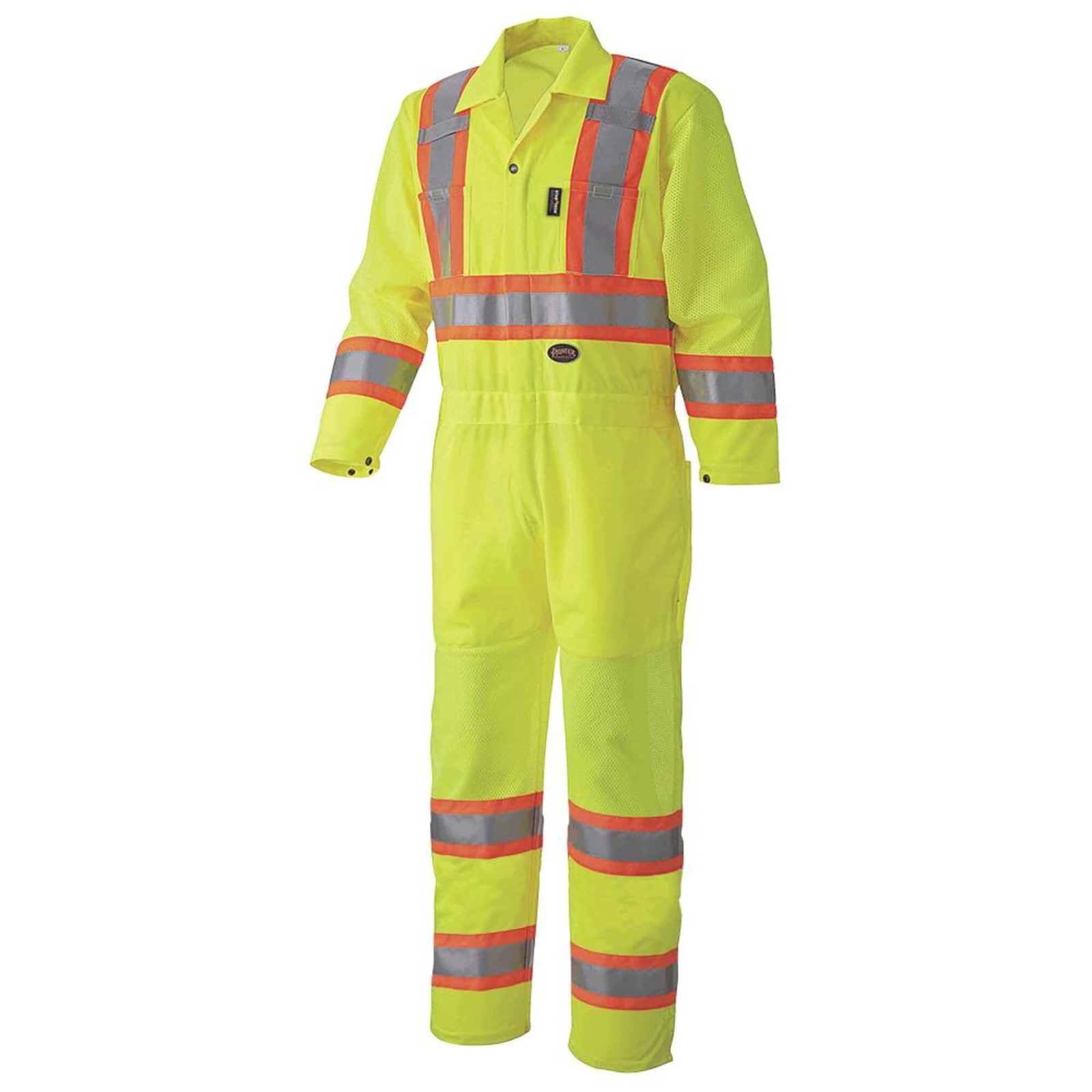 Traffic Safety Coverall ANSI 107-20 Class 3 Type P & R, XS, Yellow/Green