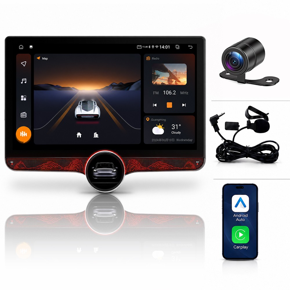 Double Din 10.1″ Car Stereo Android 15 Apple CarPlay Head Unit Radio Navigation