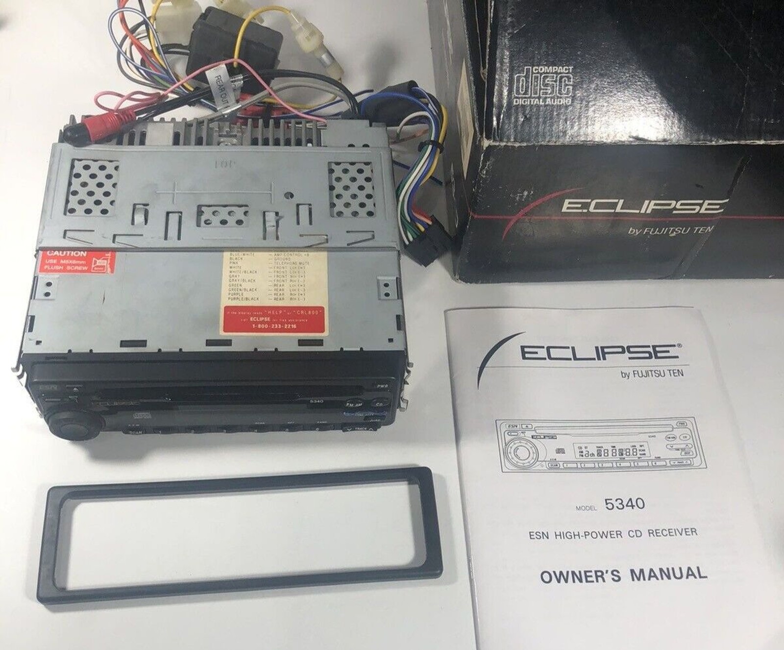 Eclipse ESN-5340 Old School CD Digital Audio Unit ,orig box,manual ,Mazda plug