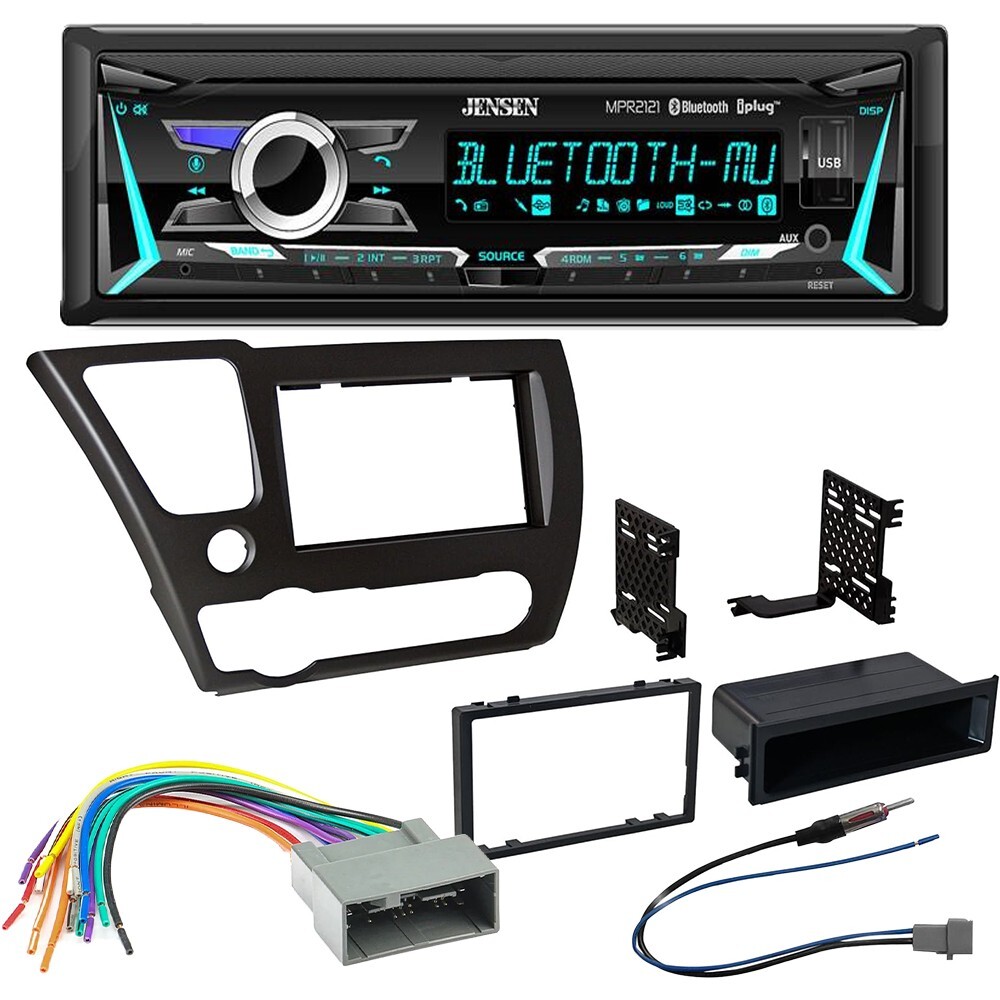 Jensen Single DIN In-Dash Car Stereo AM/FM Radio kit for 2013-2015 Honda Civic