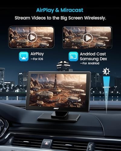 IK5 9″ Wireless CarPlay & Android Auto Screen with Dash & Backup Cameras