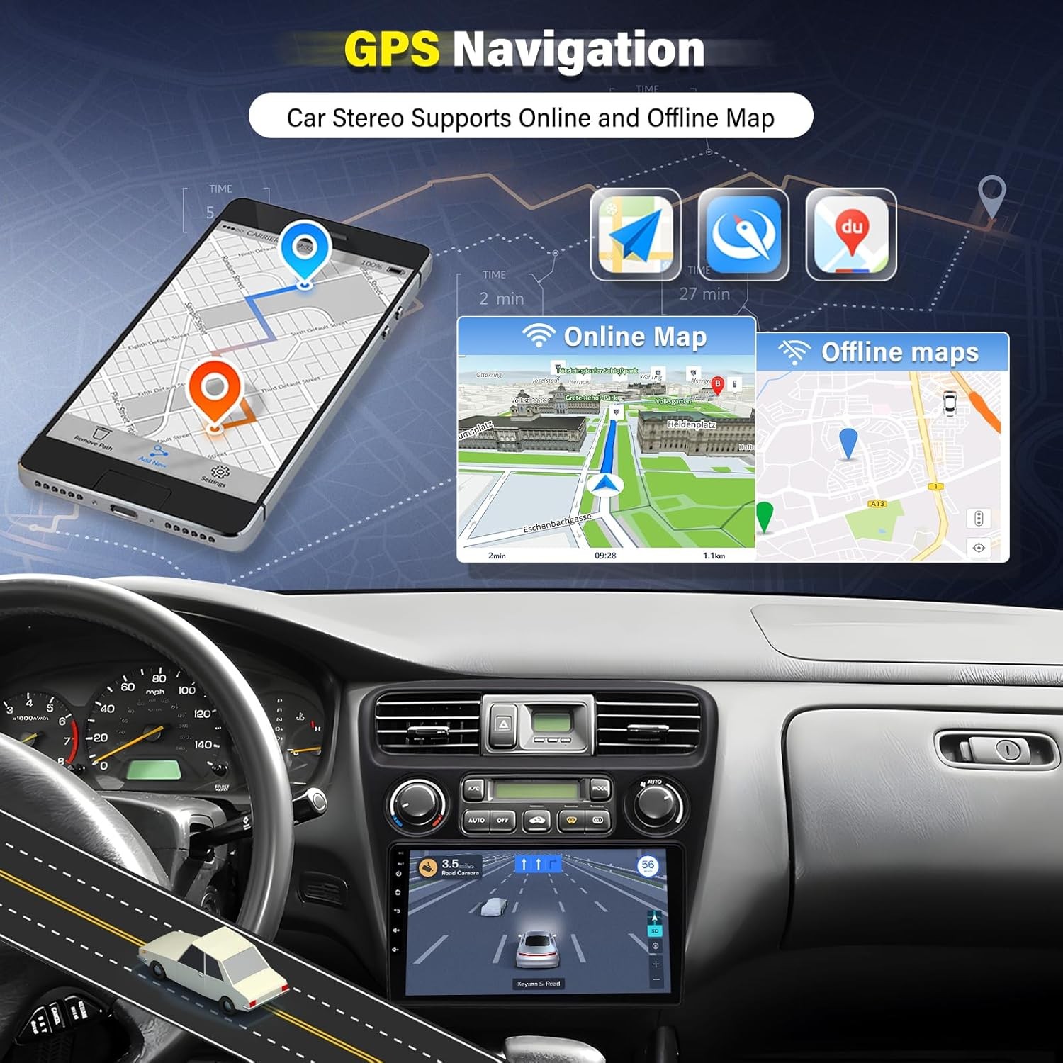 9″ Android 13 Double Din Car Stereo w/Carplay Android Auto for Honda Accord 6th