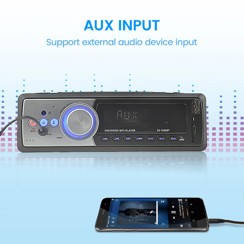 Single 1 Din Car Stereo Radio MP3 Player In-Dash Bluetooth FM Audio USB/AUX/SD