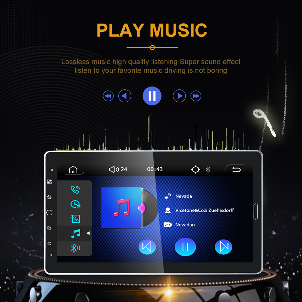 Carplay 10.1″ Car Stereo Radio Bluetooth Single 1Din Rotatable Touch Screen MP5