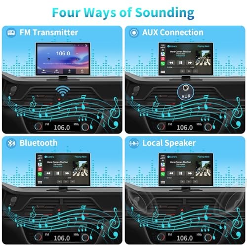 Portable Apple Carplay Screen for Car, 9″ Wireless Apple Carplay & Android