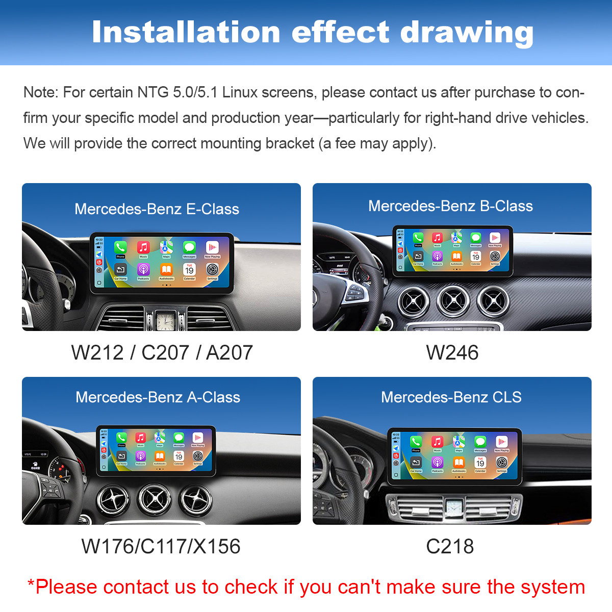 Wireless Carplay/Android Auto 12.3’Touch screen For Mercedes Benz NTG5.0 GLA CLA