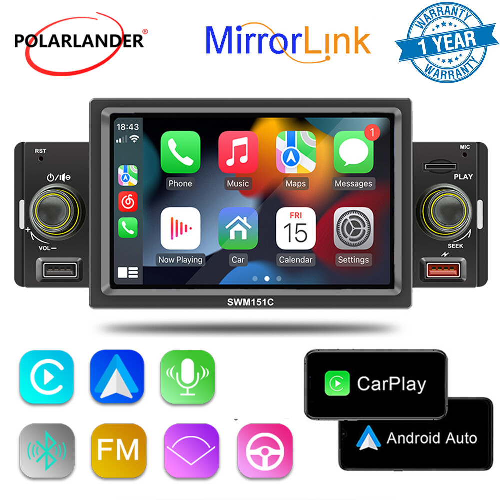 5”1Din Car Steroe Radio Touch Screen Apple Carplay Android Auto MP5 Player USB