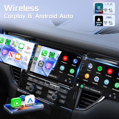 Double Din Wireless Carplay Car Stereo Android Auto, 7 Inch Touch Screen 2