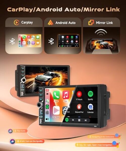 Android 4G+64G Double Din Car Stereo with Wireless 7 inch+Colorful Light