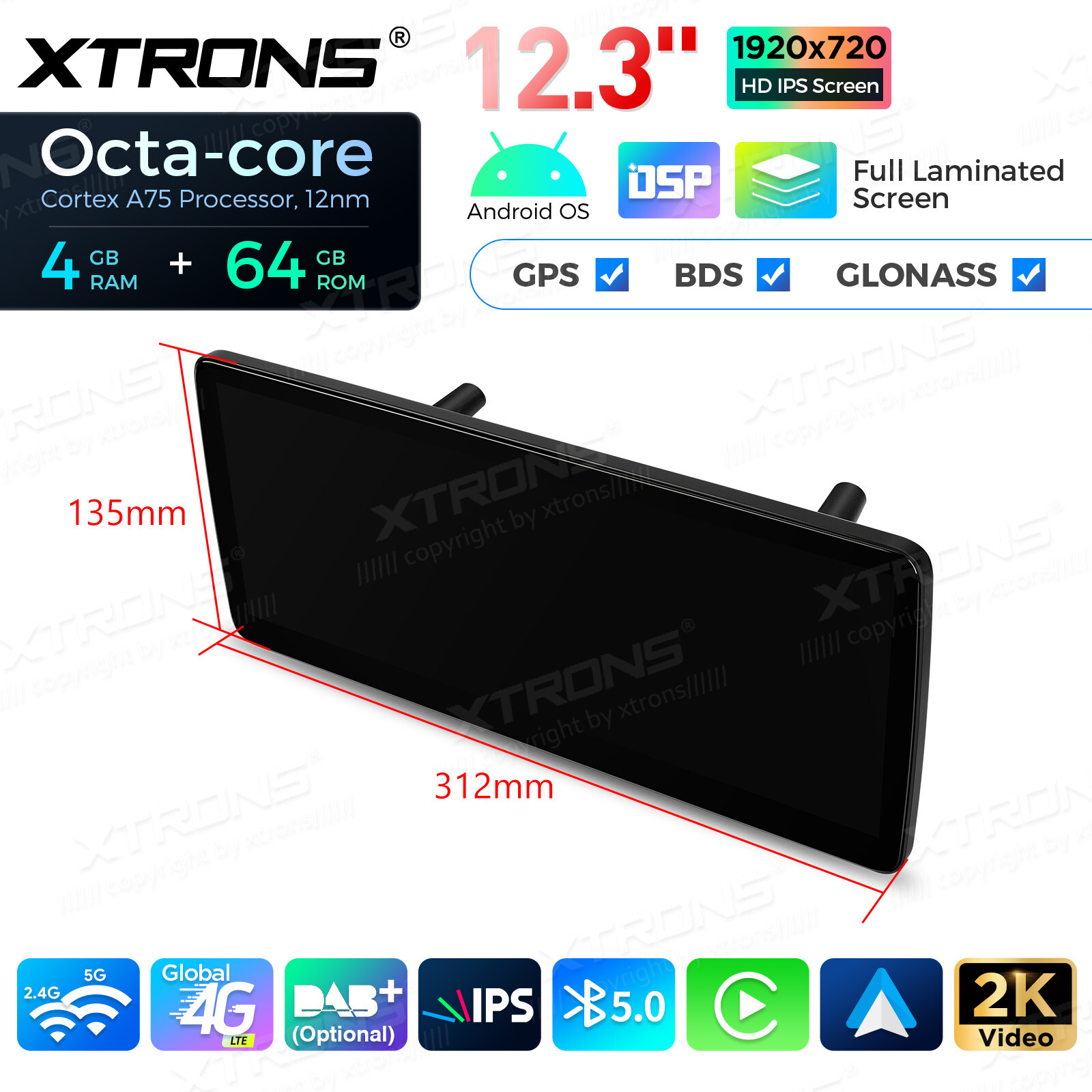 12.3″ Android 13 8-Core Car Stereo GPS Retrofit For Benz GLK-Class X204 2008-12