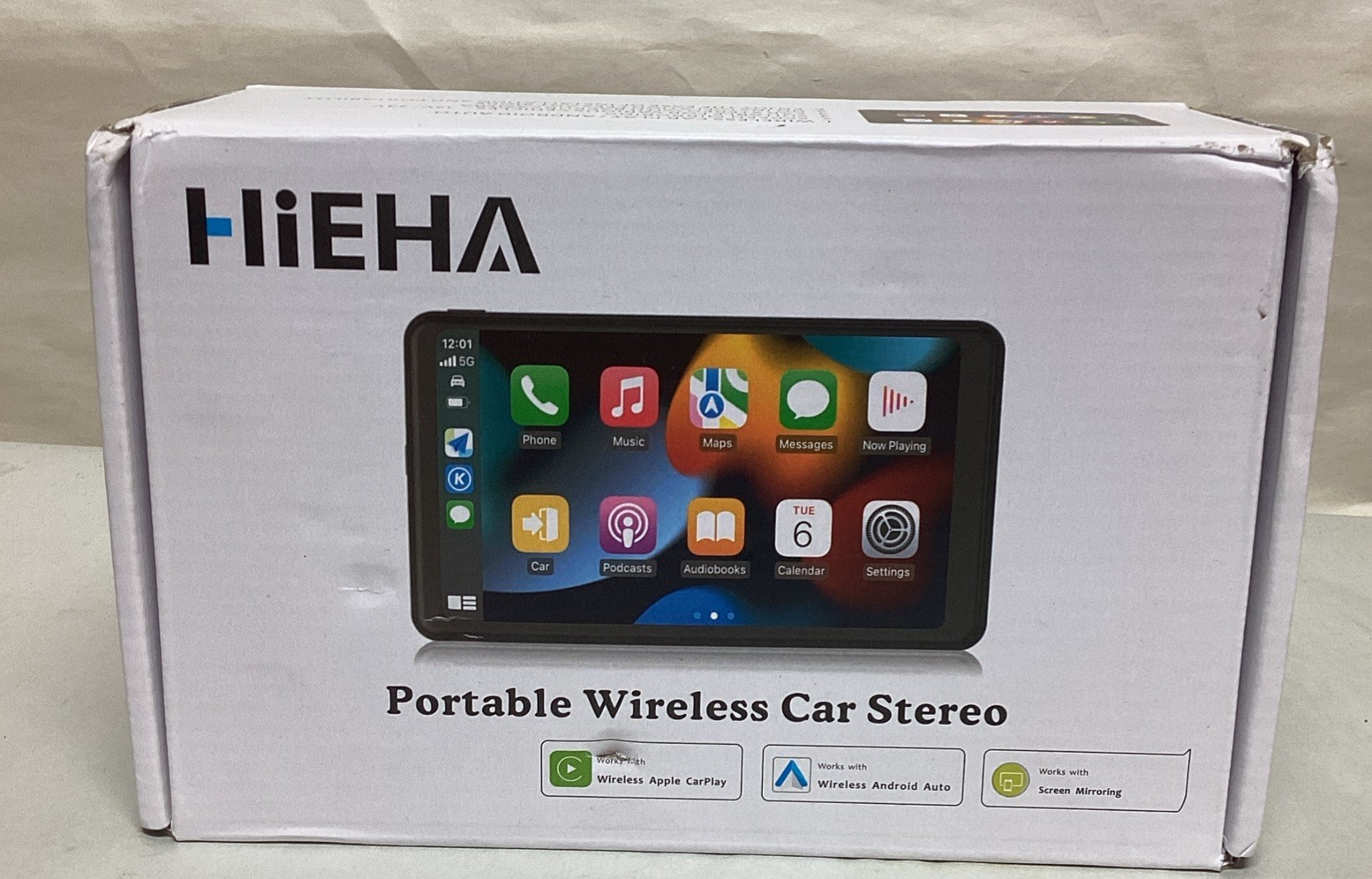 HIEHA portable wireless CarPlay Android Auto Touch Screen Car Radio Stereo