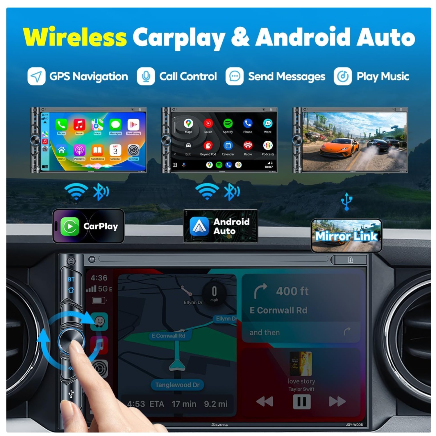 Upgrade Wireless Car Stereo with Carplay & Android Auto`