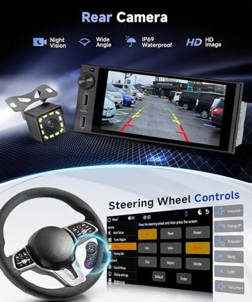 Single Din 6 Inch Incell Touch Screen Car Stereo Wireless CarPlay Android Auto