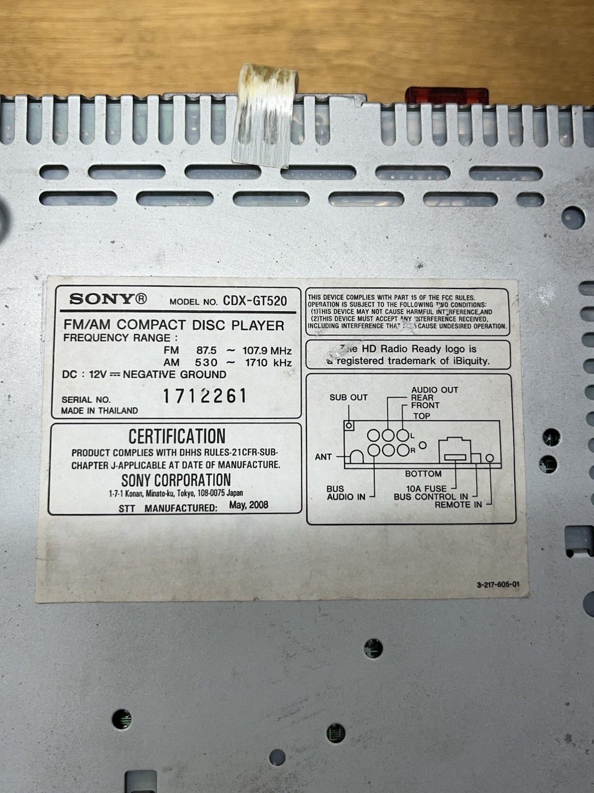 Sony XploD CDX-GT510 CD Player Compact Disc Player