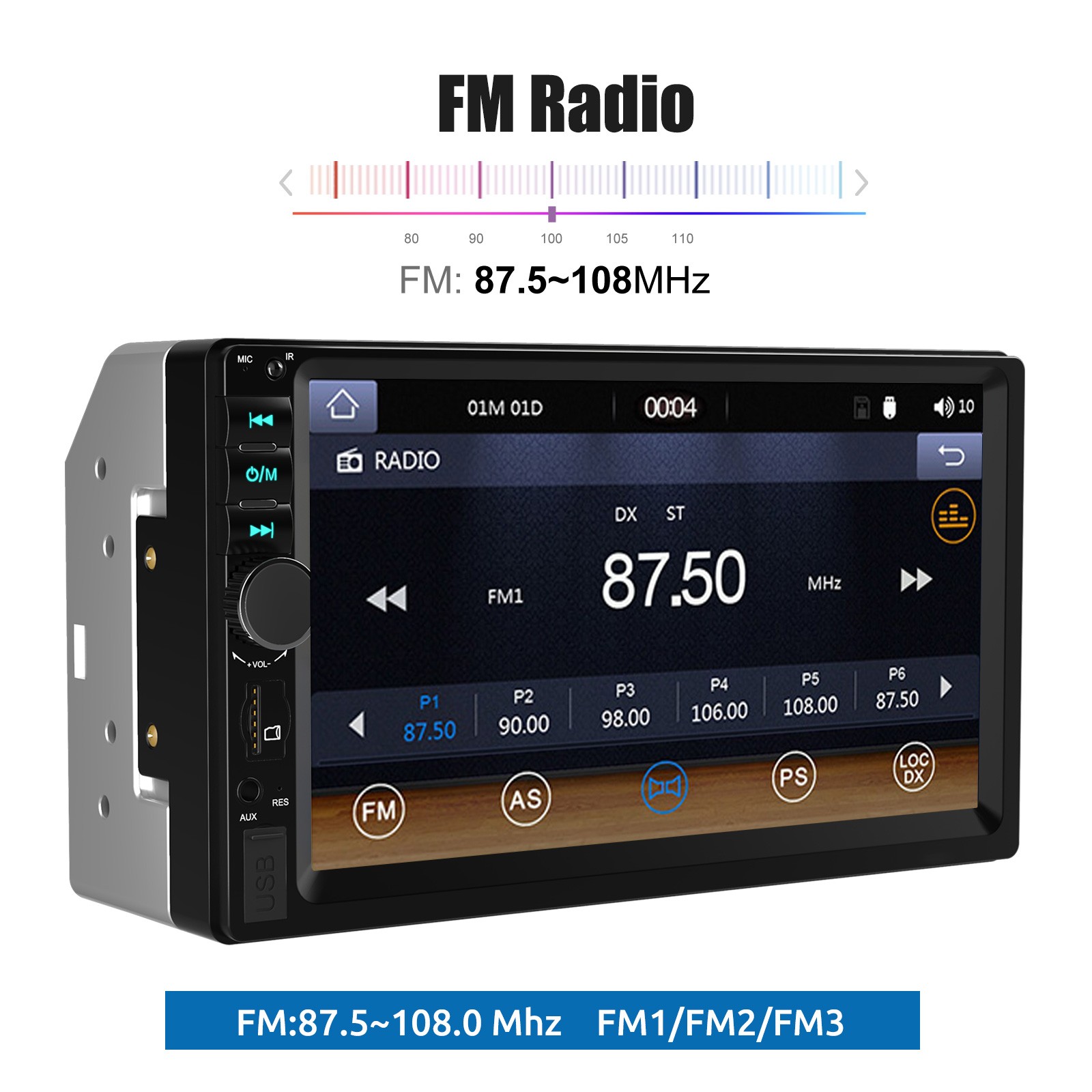 7″ Double DIN Car Radio Touch Screen MP3/MP4/5 Apple Carplay Android Auto AUX FM