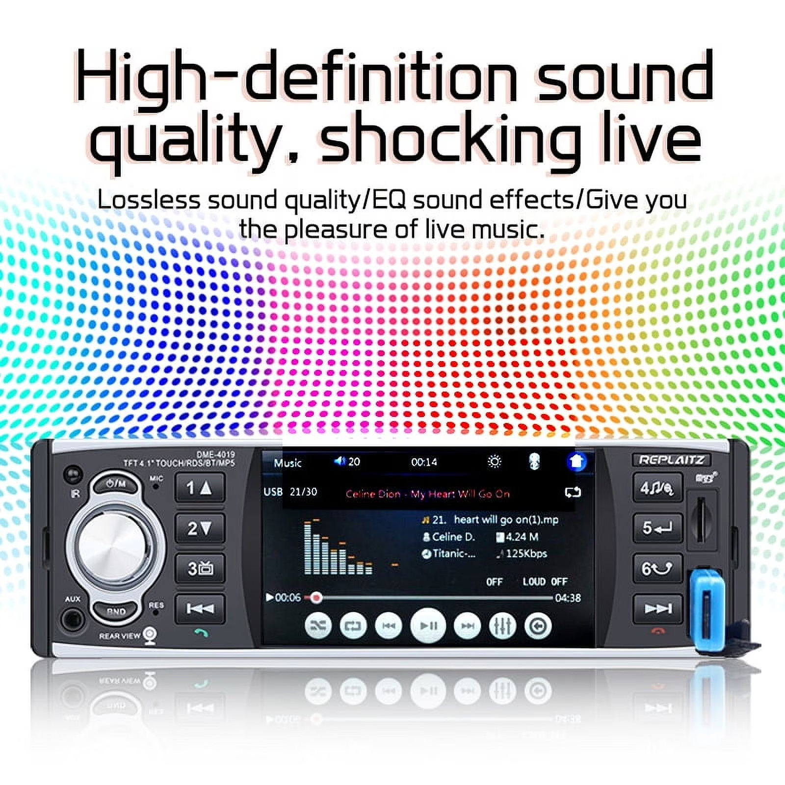 Estereo De Pantalla con Bluetooth Para Coche Carro Auto MP5 Player USB/SD/AUX/FM