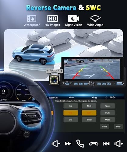 Single Din Car Stereo Wireless Carplay Android Auto, 6.86 inch Wireless Carplay