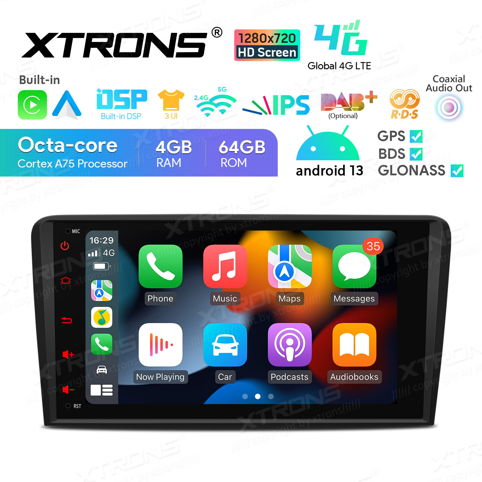 Android 13 8-Core 64GB Car Play Stereo Radio GPS Navi 4G LTE For Audi A3 S3 RS3