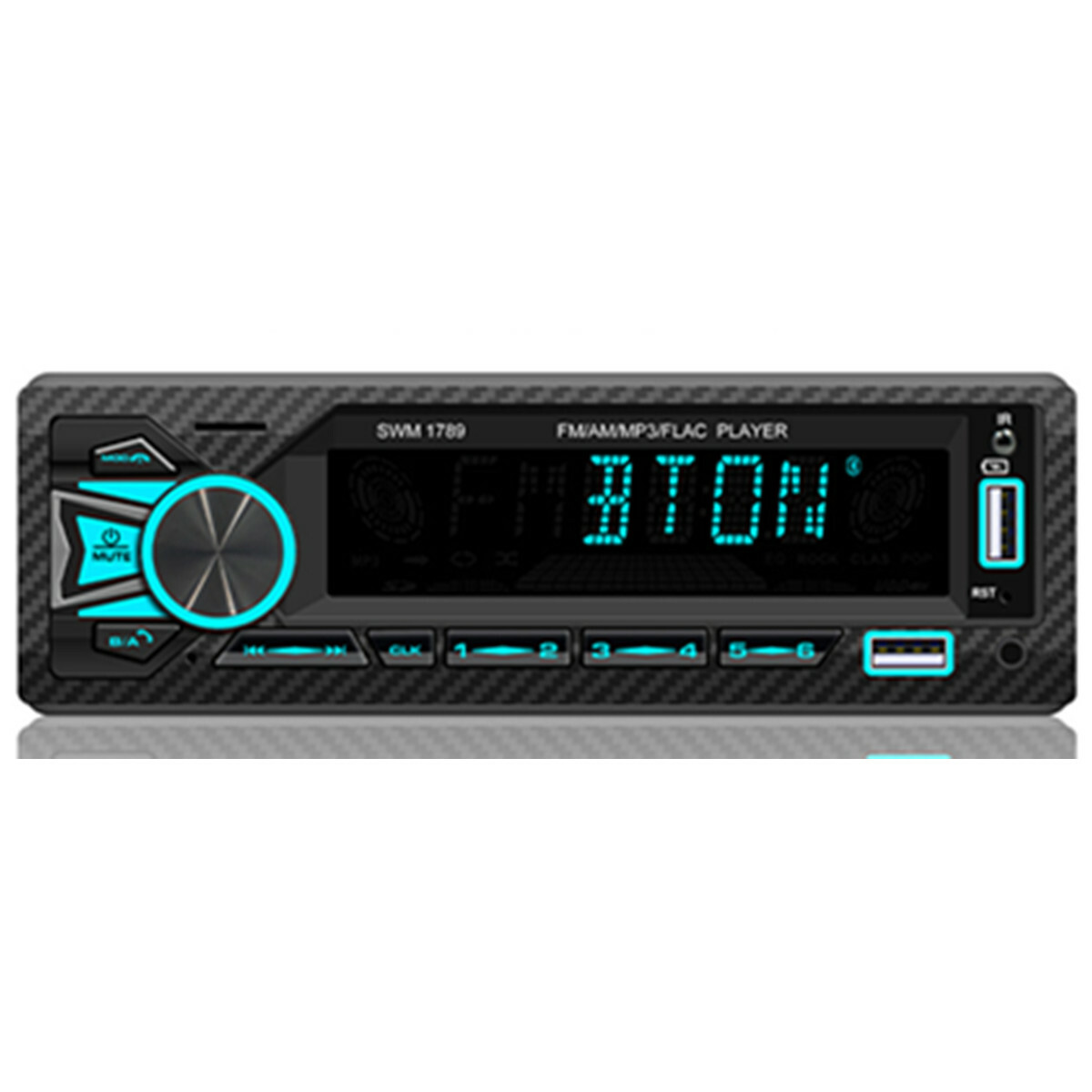 Single DIN Car MP3 Player FM/AM Radio W/7 Color Lights AUX Audio Bluetooth Call
