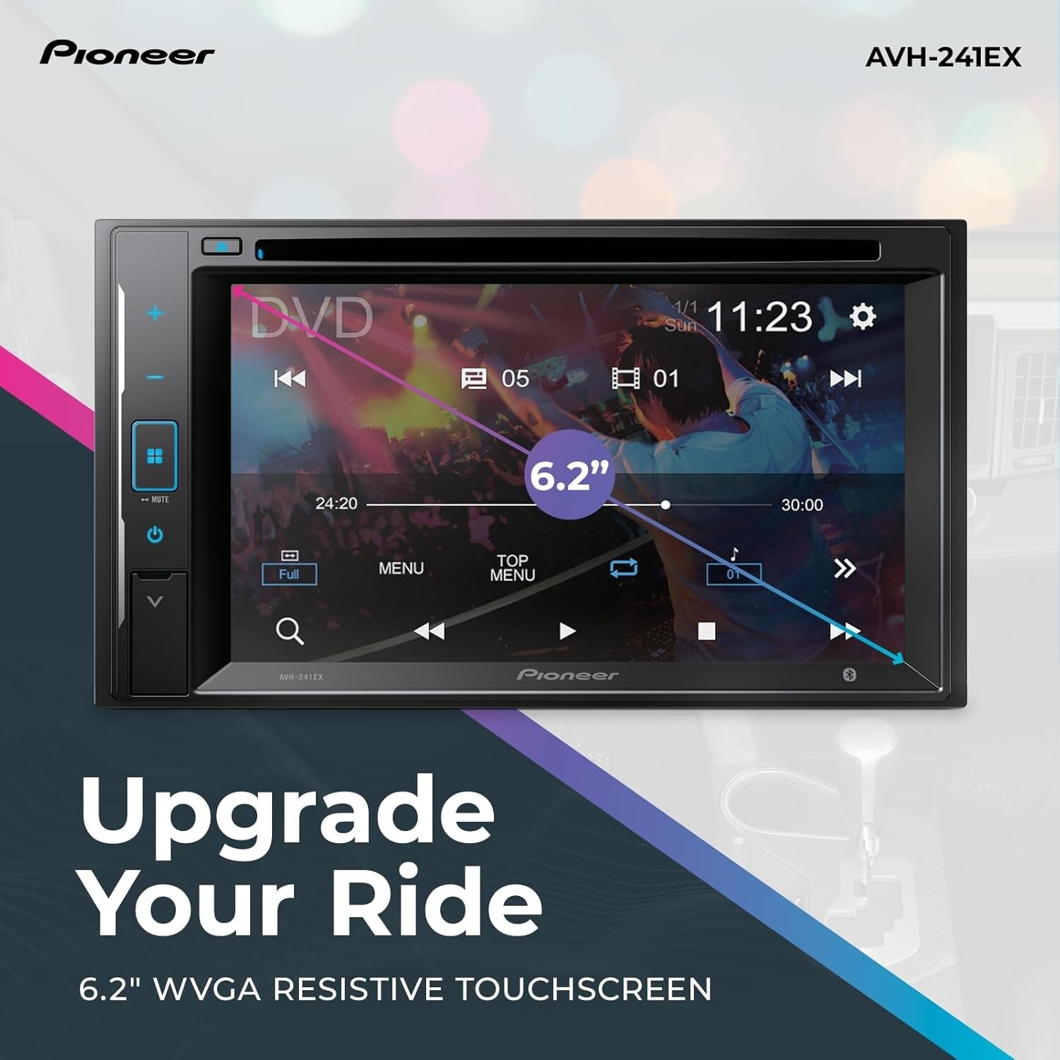 NEW Pioneer DMH-241EX 6.2″ Touchscreen Digital Media Receiver w/ Bluetooth