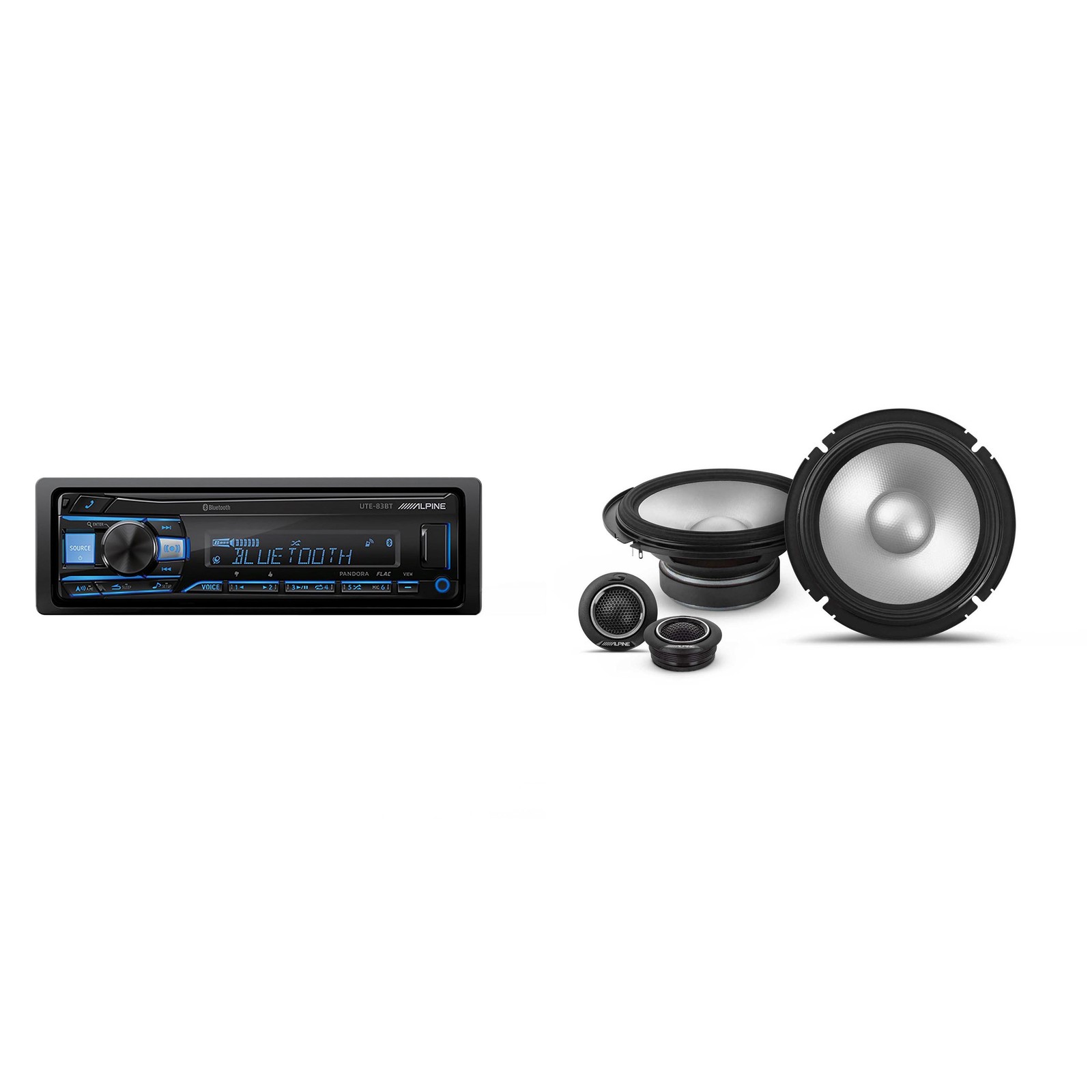 Alpine UTE-83BT Mech-less Digital Bluetooth Media Receiver with 1 Pair Alpine…