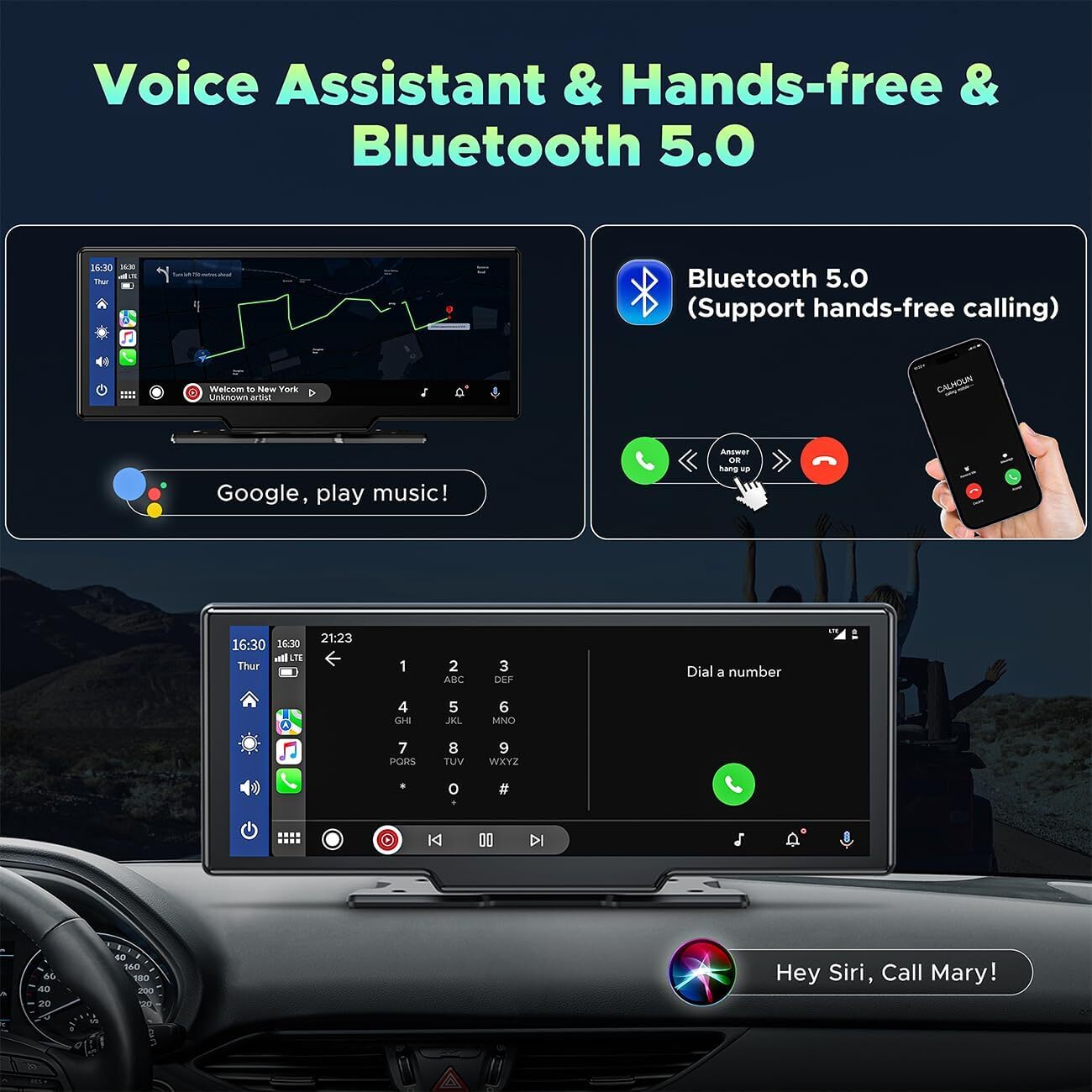 10.26″ IPS Touch Screen Car Radio Apple CarPlay Android Auto Portable Stereo+Cam