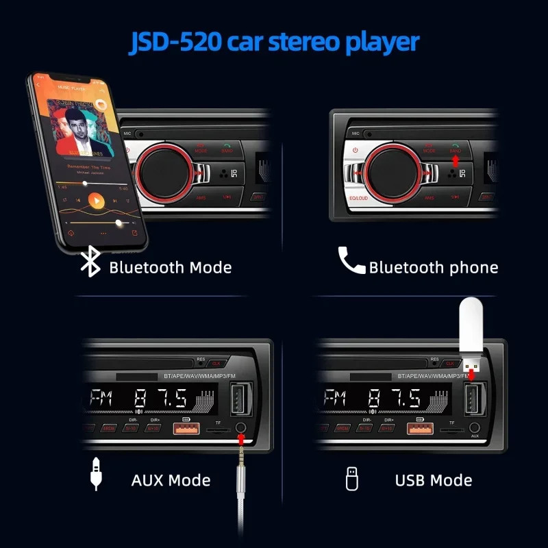 1 DIN 2.17 inch Car Stereo Radio Touch Screen Bluetooth FM MP3 Player TF USB AUX