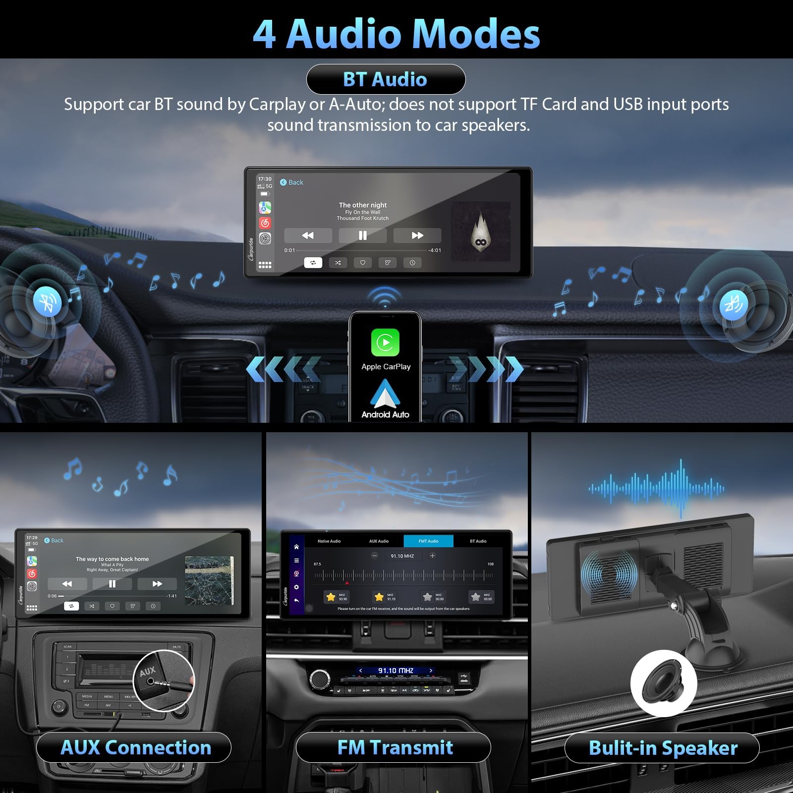 CARPURIDE Wireless CarPlay & Android Auto 4+64GB 8-Core, Online & Offline GPS…