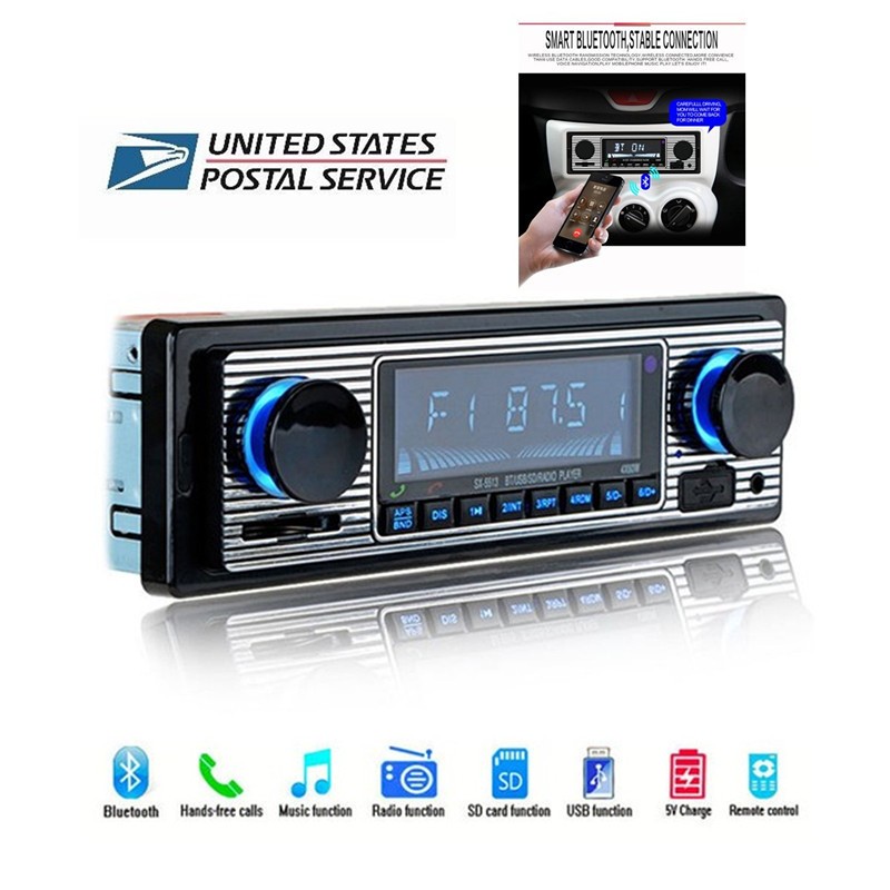 Car Radio Stereo MP3 Player Head Unit Bluetooth FM Audio AUX Vintage Music RCA