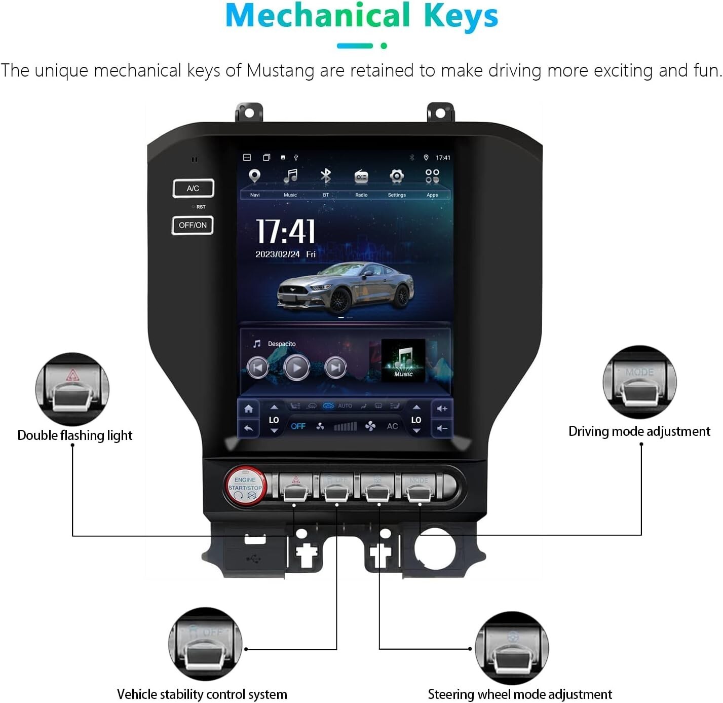 9.7 inch For Ford Mustang Android Car Radio Stereo Touch Screen GPS Navigation