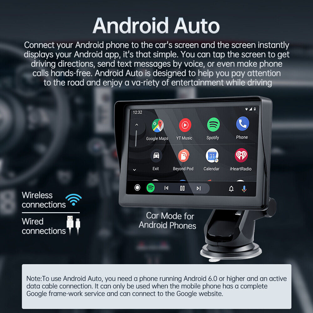 Universal 7″ Touch Screen Car Radio Apple CarPlay Android Auto Portable Stereo