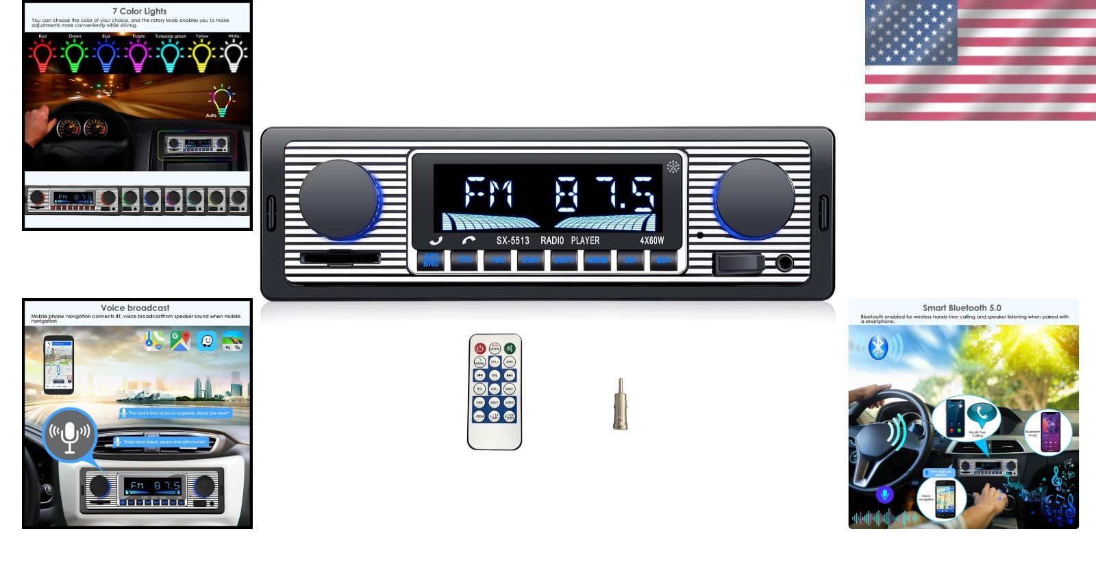 Single DIN Multimedia Player with USB, SD Card & Voice Assistant Functionality