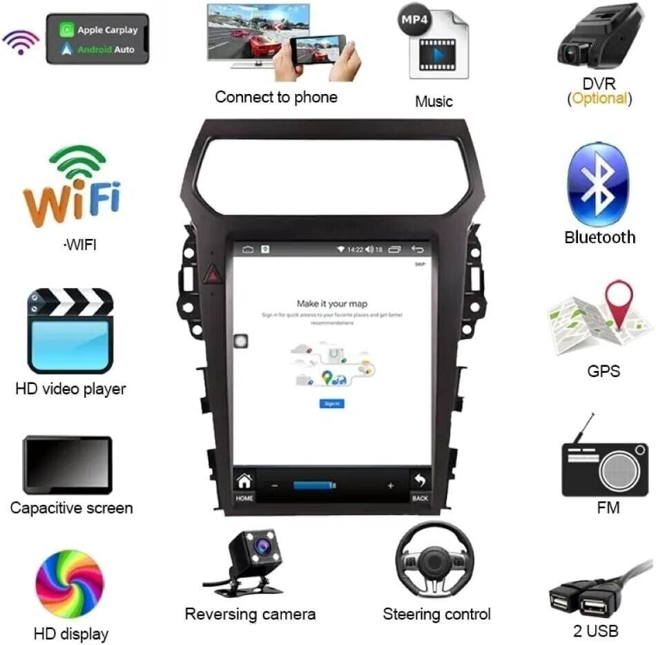 12.1″ Android Car Radio Stereo For Ford Explorer 2011-2019 GPS Navi Auto Carplay