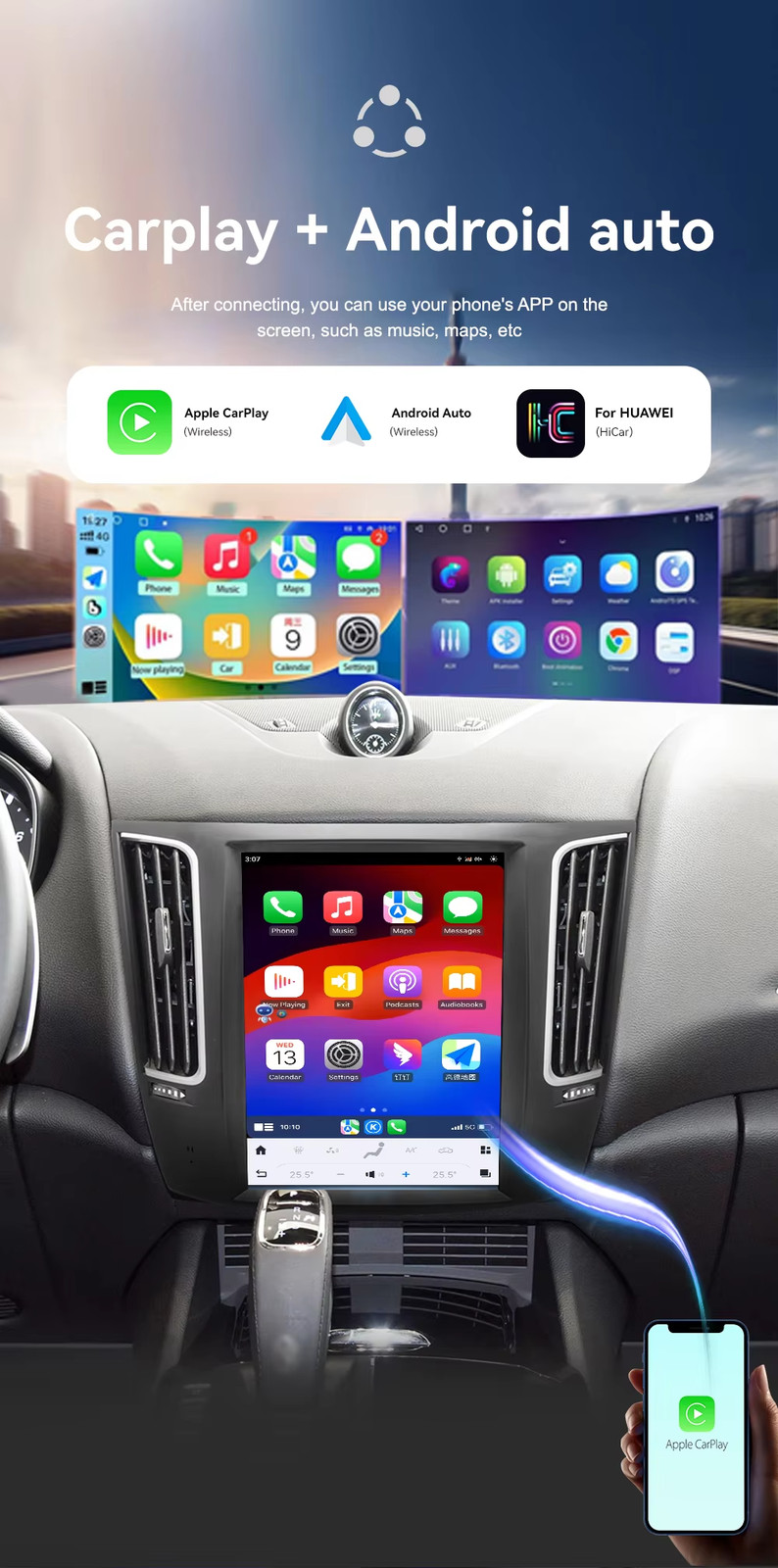 10.4″ Tesla Vertical Screen Car Navi GPS Radio For Maserati Levante 2015-2021