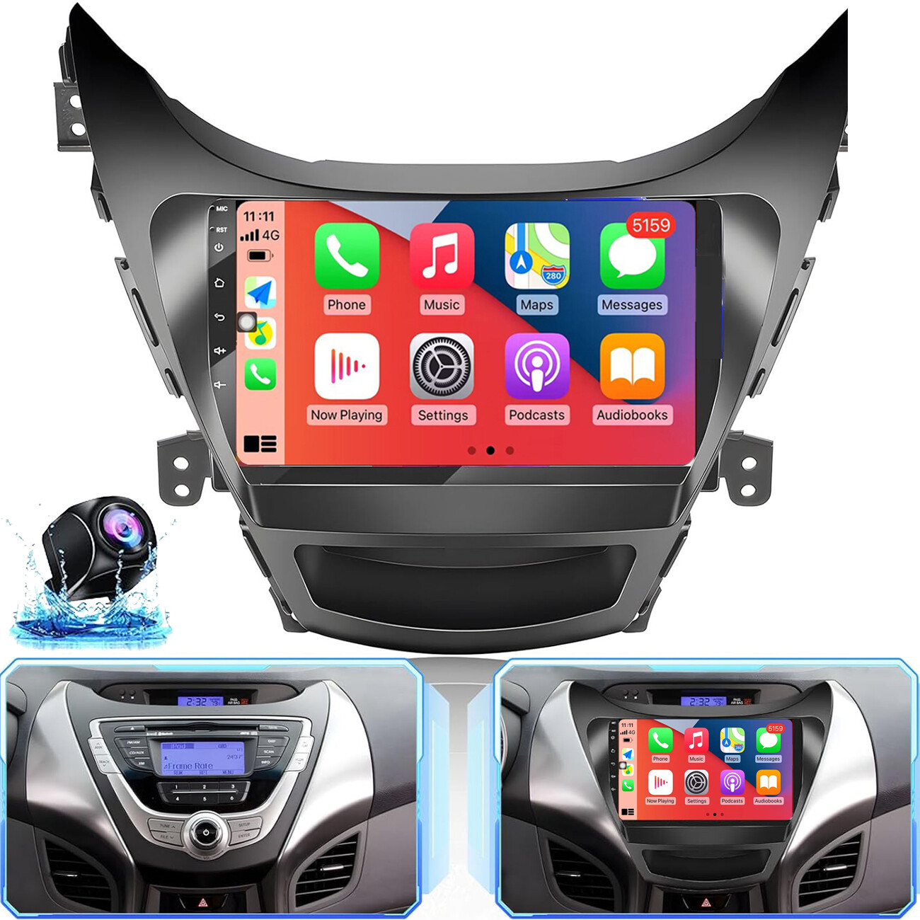 2+32GB For Hyundai Elantra 2011-2013 Android 12 Car GPS Navi Stereo Radio Player