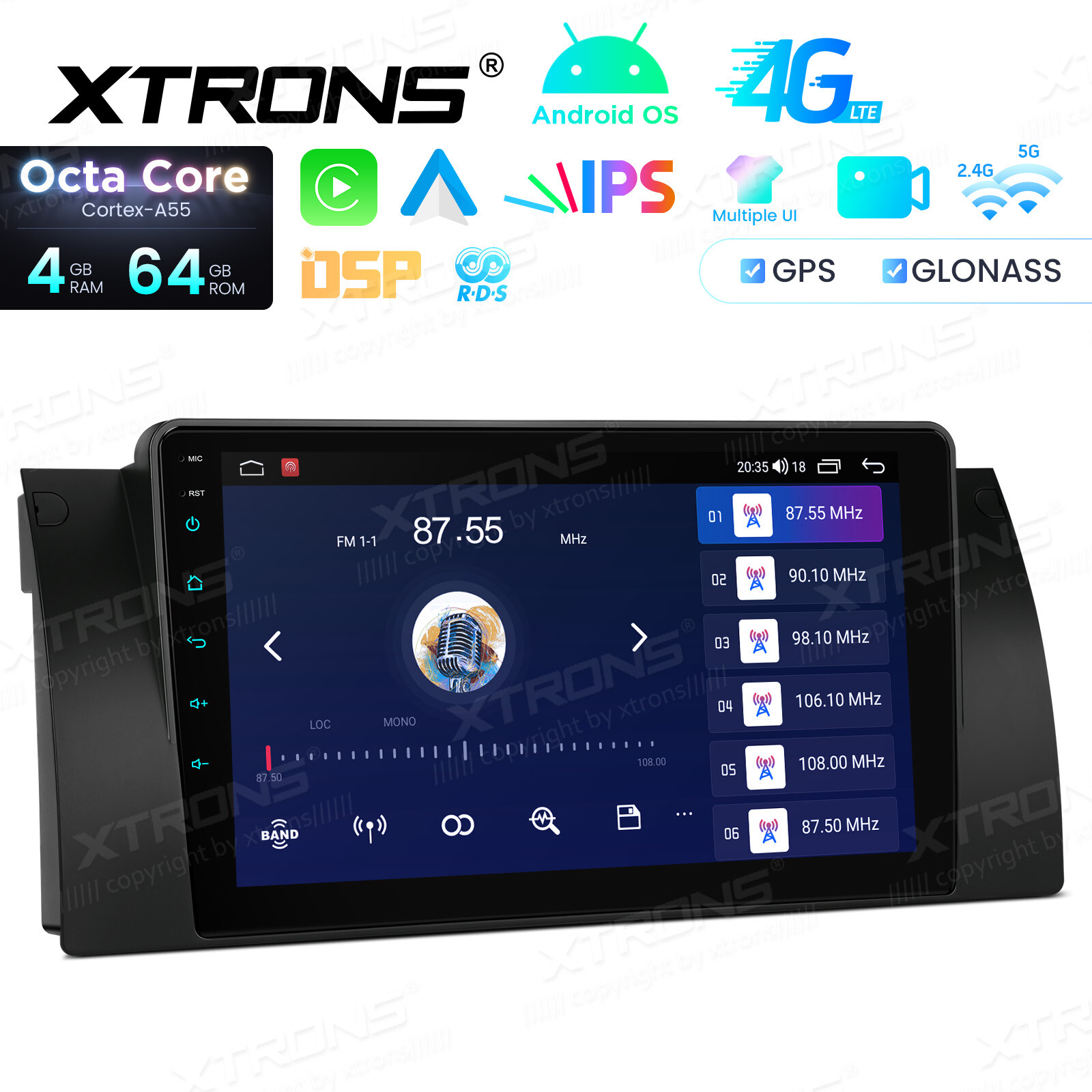 9″ IPS Screen Android 14 8-Core 4+64GB Car Radio Stereo GPS Navi for BMW X5 E53