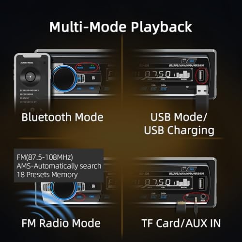 JSD-520 Car Stereo Audio Single Din Bluetooth Handsfree FM Radio Receiver USB