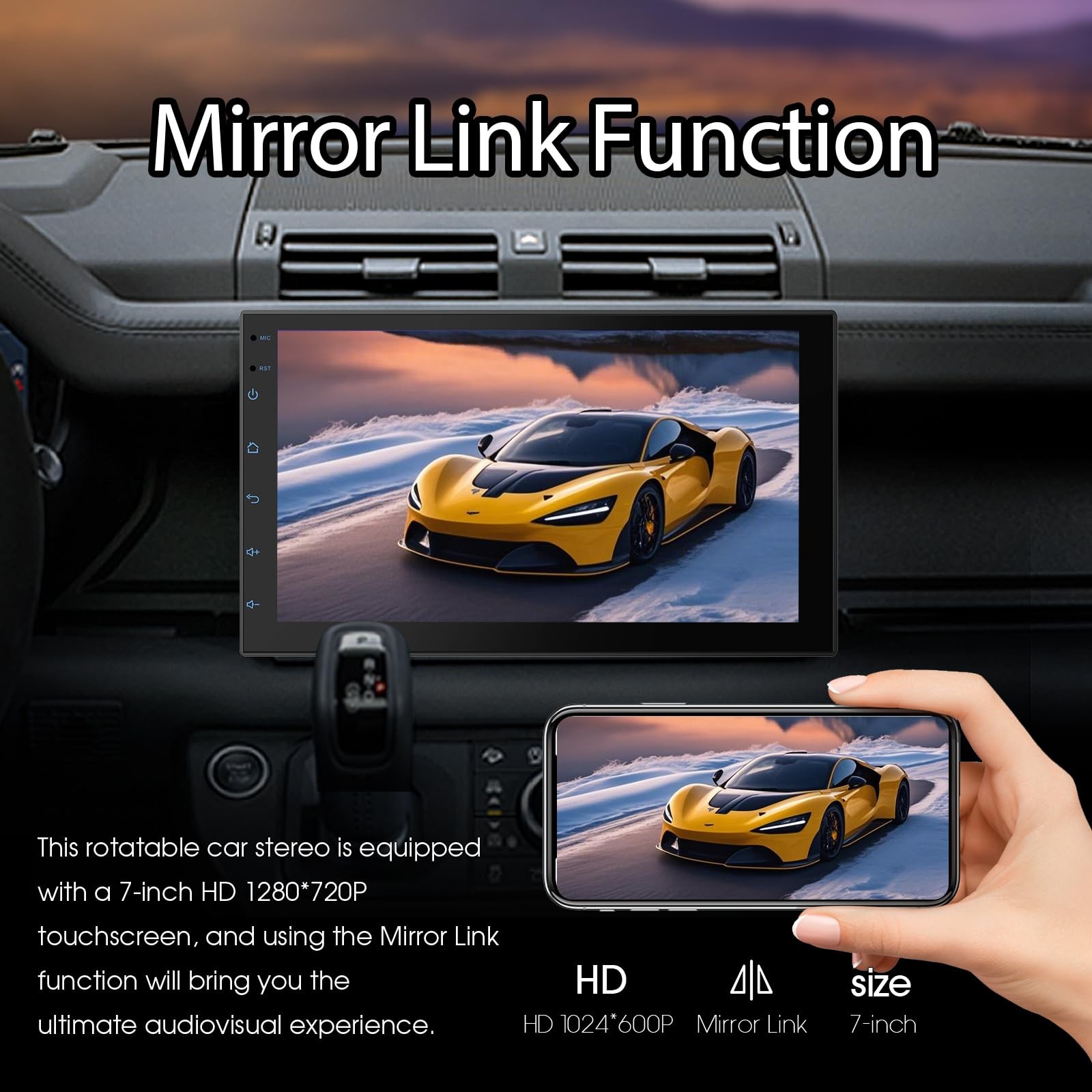 Haudio 7 “ Double Din Car Stereo, Touch Radio with Wireless 2+32GB, Black
