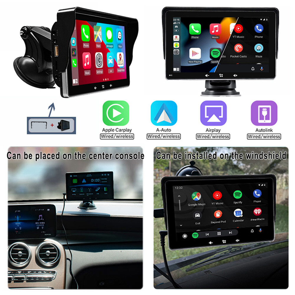 7” 2.5D IPS Portable Car Radio Android Auto Apple Carplay TouchScreen Bluetooth