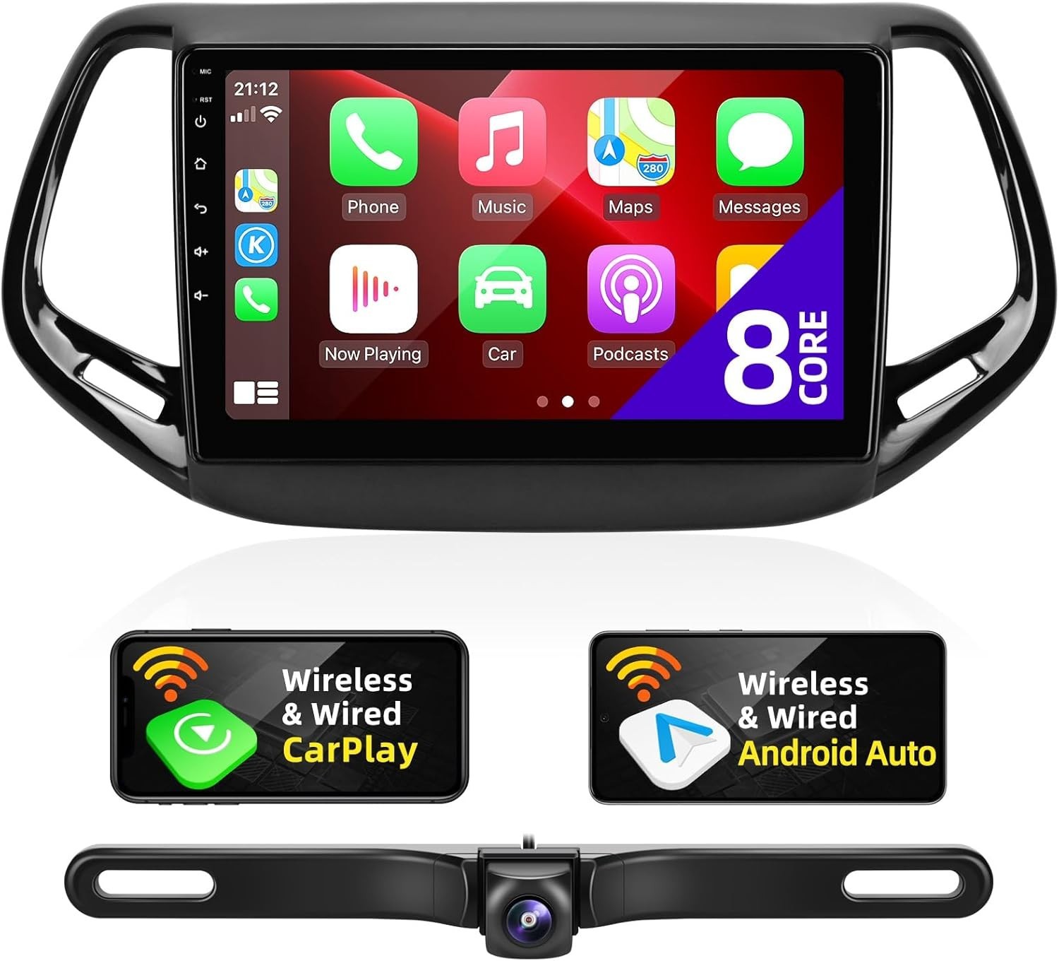 10″ 8Core 32G Android Auto Carplay for Jeep Compass 2017-2020; Free Camera
