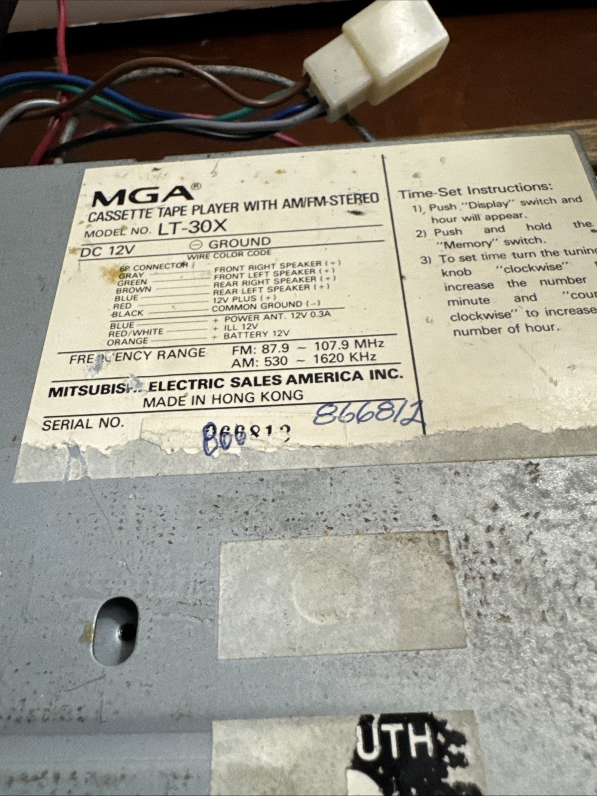 MGA Cassette Car Stereo For Parts As Is