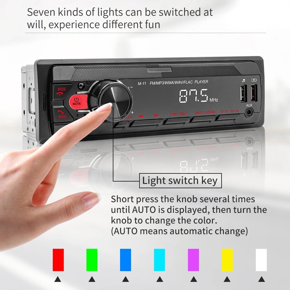 MP3 Player One DIN Car Stereo Radio Audio In-Dash Bluetooth FM AUX