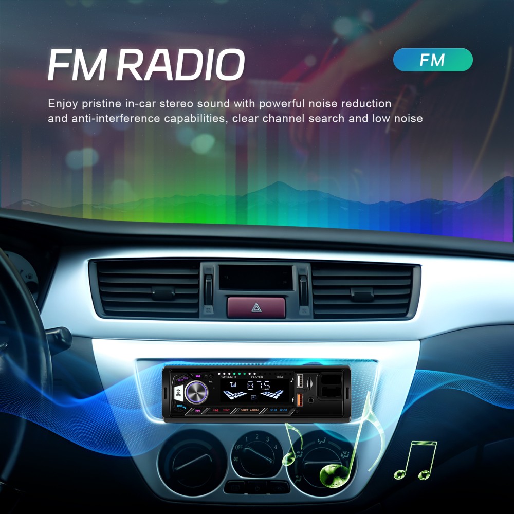 Single 1DIN Car Radio Stereo Bluetooth FM USB AUX Audio In-dash w/ Phone Holder