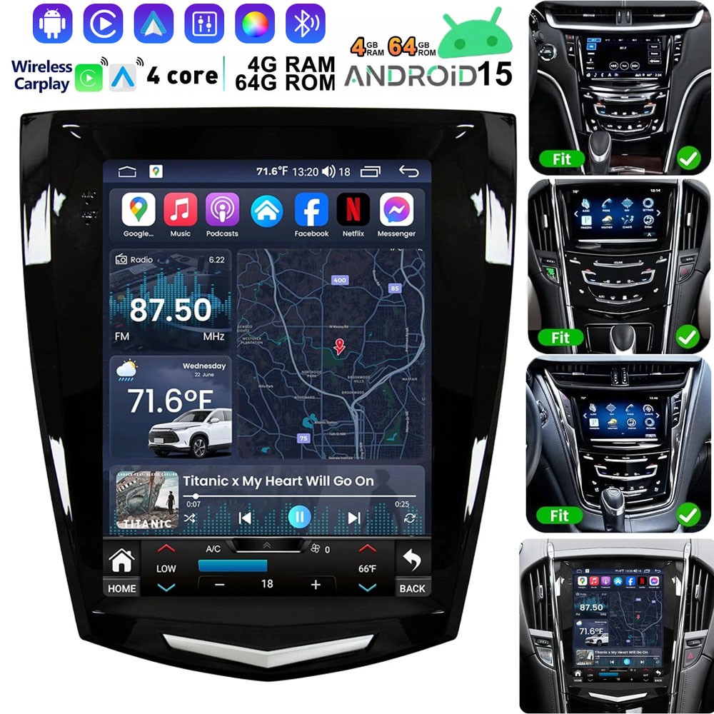 Car Radio Stereo Carplay For Cadillac ATS/XTS/SRX/CTS Quad Core Player
