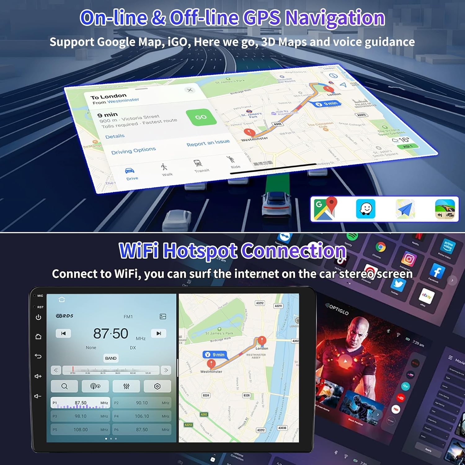 9.7″ Tesla Style FOR 2013-2019 DODGE RAM 1500 2500 3500 CARPLAY GPS RADIO STEREO