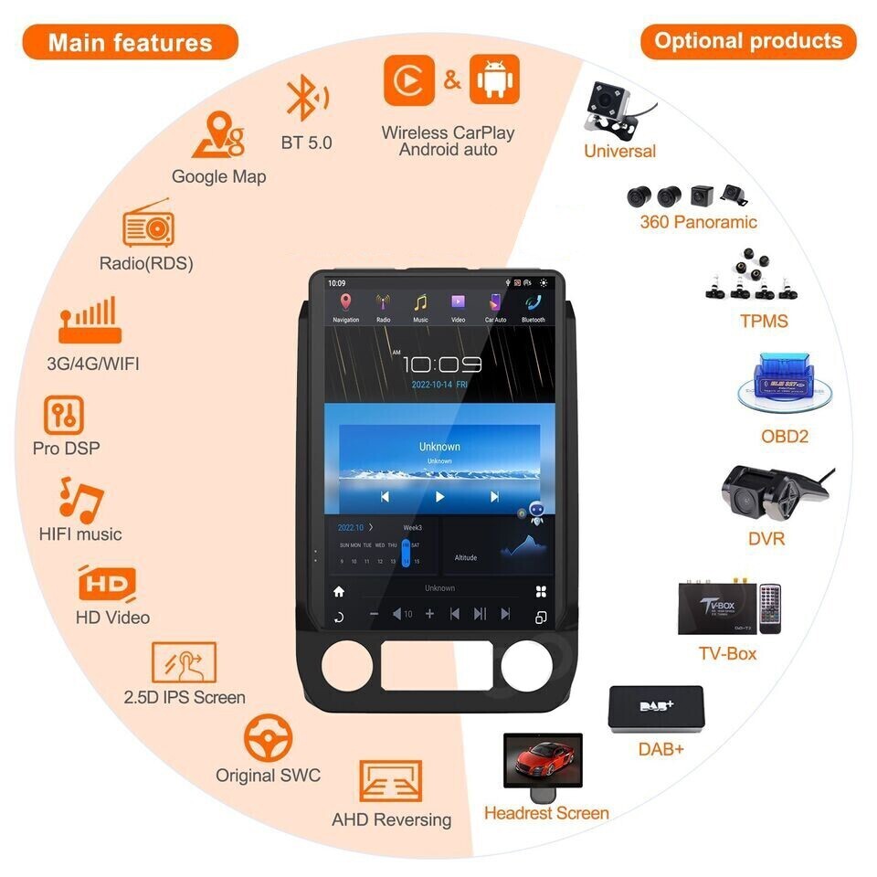 14.4″HD Car Radio GPS Navigation Android Carplay 8+128GB For Ford F150 2015-2021